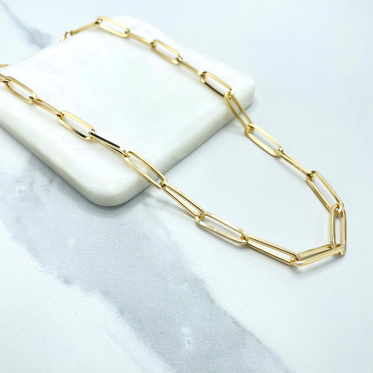18k Gold Filled 8mm Paperclip Chain Necklace, 18 Inches Long, Wholesale Jewelry Making Supplies