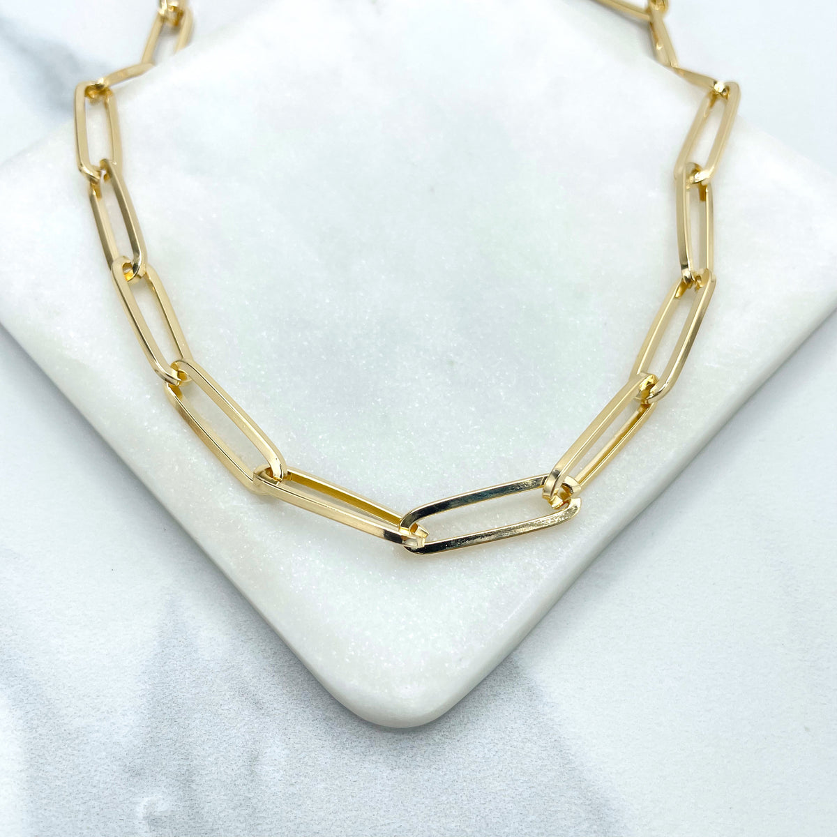 18k Gold Filled 8mm Paperclip Chain Necklace, 18 Inches Long, Wholesale Jewelry Making Supplies