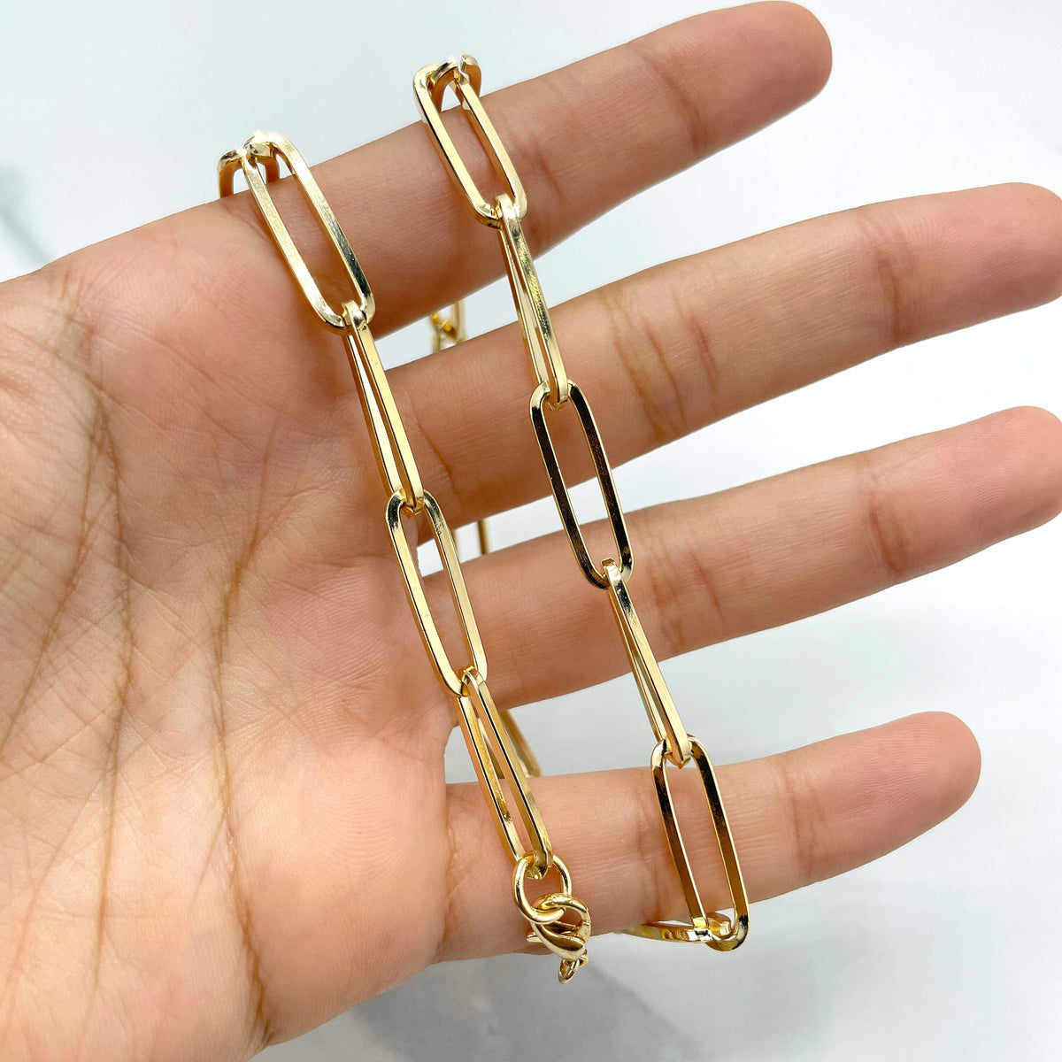 18k Gold Filled 8mm Paperclip Chain Necklace, 18 Inches Long, Wholesale Jewelry Making Supplies