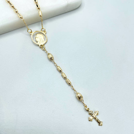 18k Gold Filled Beaded Rosary with Virgin Mary Medal, Wholesale Religious Jewelry Making Supplies
