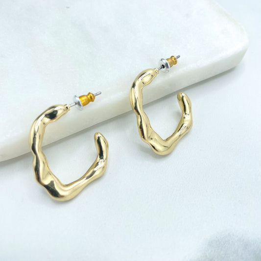 18k Gold Filled 22mm Irregular C-Hoops Earrings, Minimalist Modern Earrings, Wholesale Jewelry Making Supplies