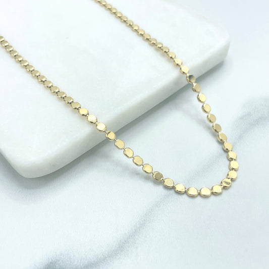 18k Gold Filled 3mm Specialty Dot Chain, Flat Round Shape Chain, with Petite Dangle Butterfly on Lobster Claw, Wholesale Jewelry Supplies
