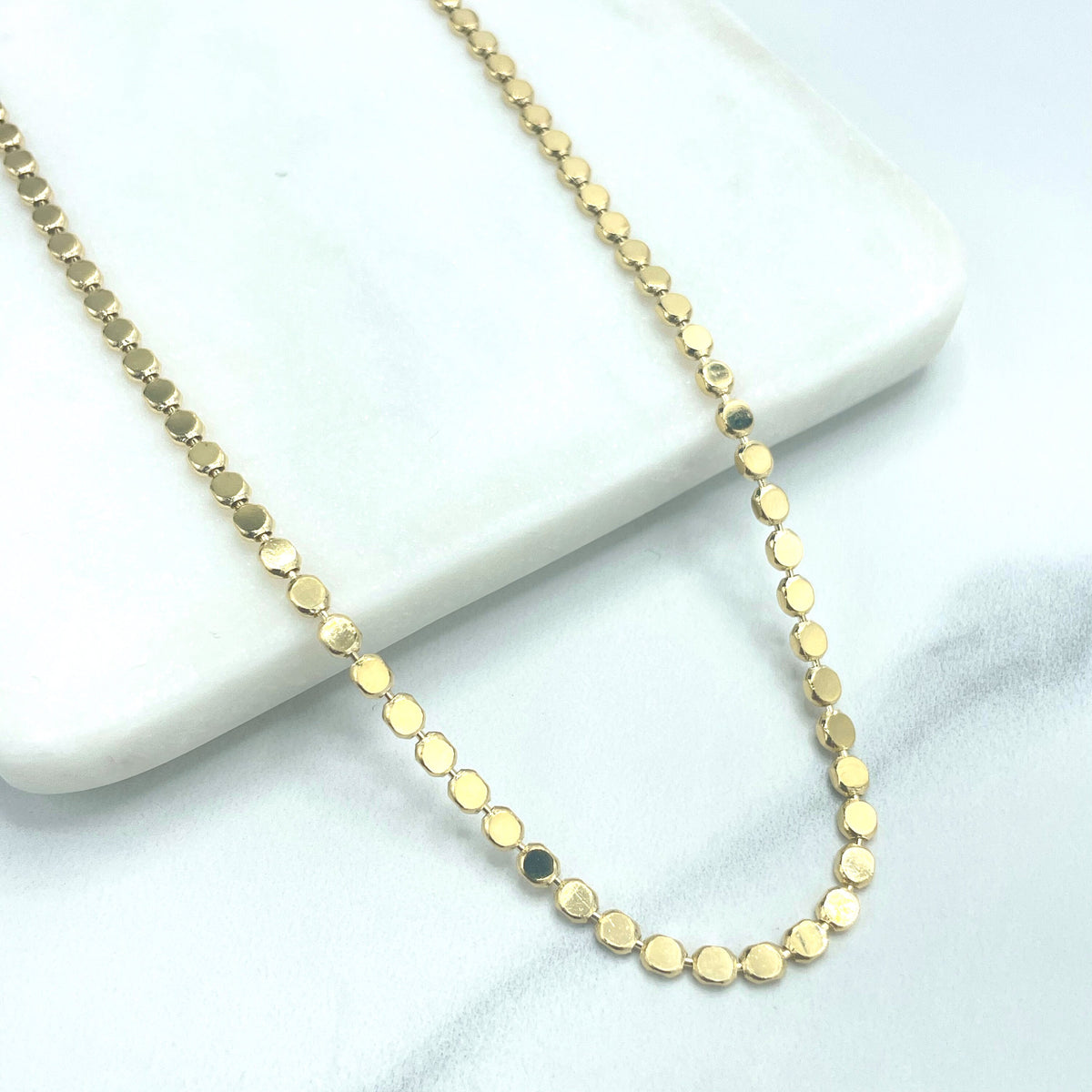 18k Gold Filled 3mm Specialty Dot Chain, Flat Round Shape Chain, with Petite Dangle Butterfly on Lobster Claw, Wholesale Jewelry Supplies