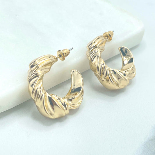 18k Gold Filled 24mm Irregular C-Hoops Earrings, Minimalist Modern Earrings, Wholesale Jewelry Making Supplies