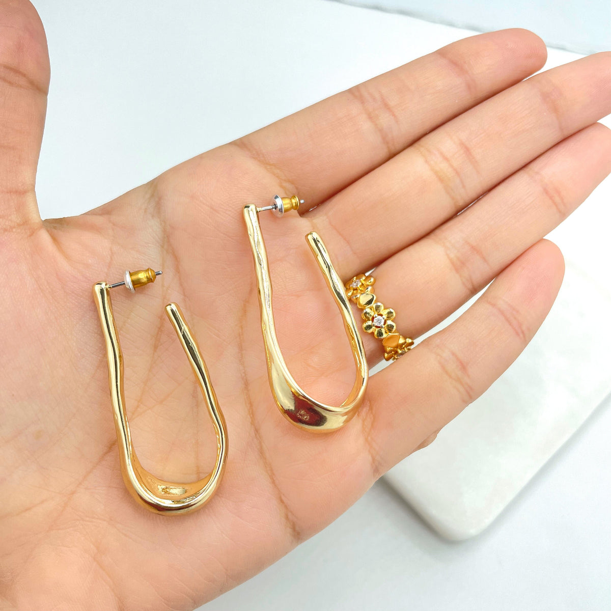 18k Gold Filled Minimalist Cuff Hoop Earrings, Modern Earrings, Minimalist Earrings, Wholesale Jewelry Making Supplies