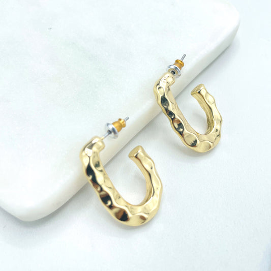 18k Gold Filled 26mm Irregular C-Hoops Earrings, Minimalist Modern Earrings, Wholesale Jewelry Making Supplies