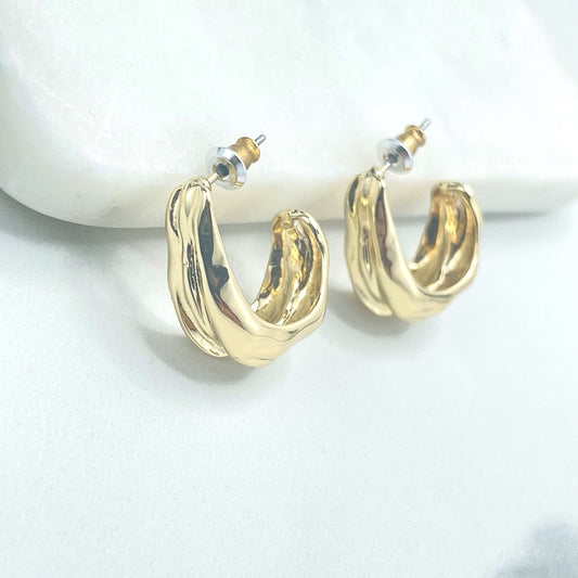 18k Gold Filled 20mm Irregular C-Hoops Earrings, Minimalist Modern Earrings, Wholesale Jewelry Making Supplies