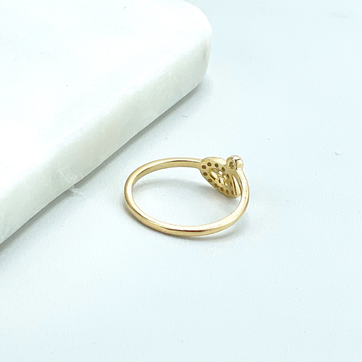 18k Gold Filled Front Leaf Shape featuring Clear Cubic Zirconia Ring, Wholesale Jewelry Making Supplies