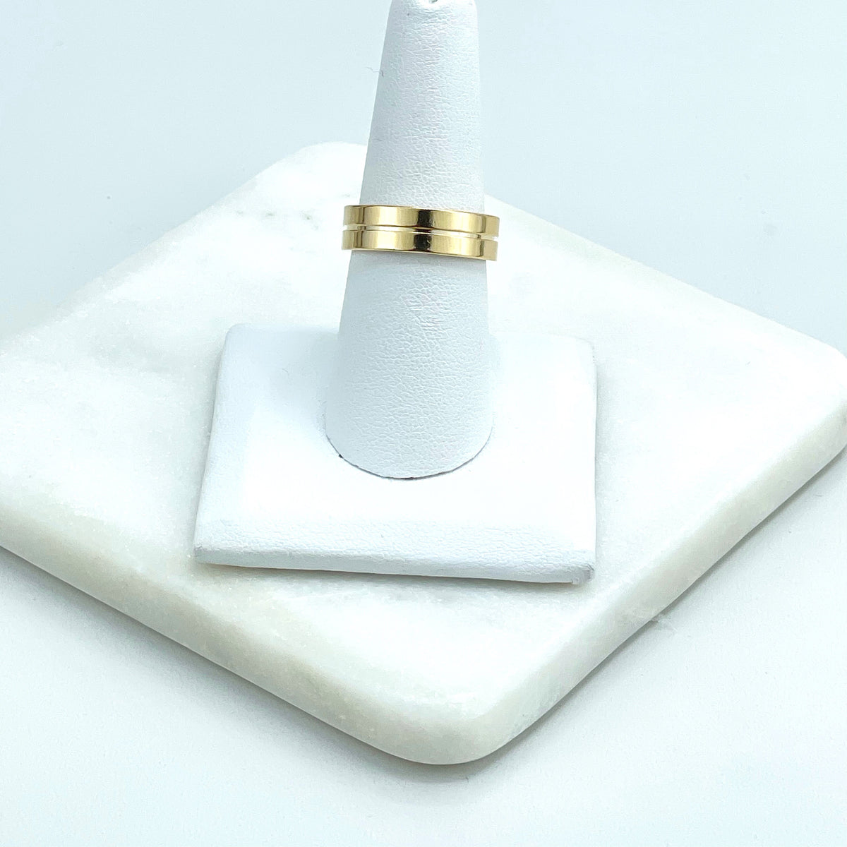 18k Gold Filled 18mm Classic Engagement Wedding Grooved Center Ring for Women and Men, Wholesale Jewelry Making Supplies