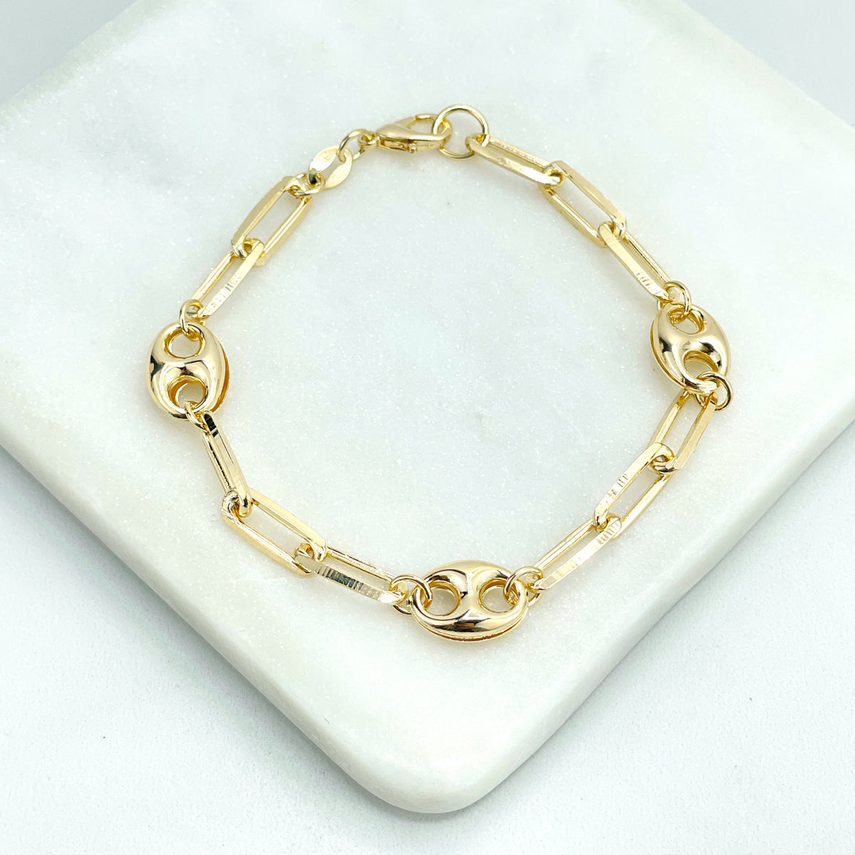 18k Gold Filled 5mm Paperclip Chain & 9mm Mariner Anchor Chain, Chunky Link Mariner Chain Bracelet, Wholesale Jewelry Making Supplies