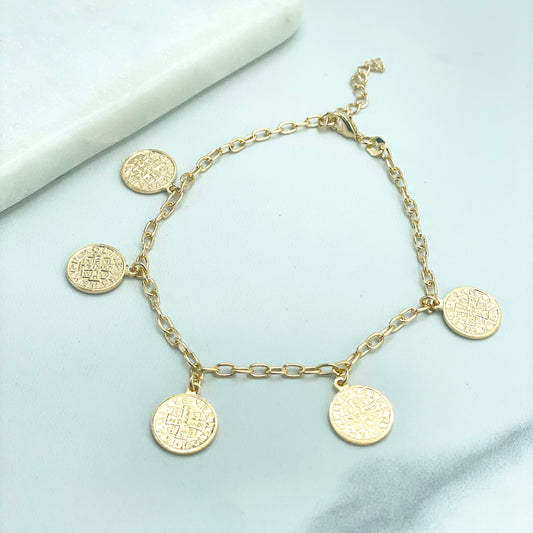 18k Gold Filled Paperclip Chain, San Benito Coin, 2 Sided Round Charms, Reversible San Benito, Catholic Jewelry, Wholesale Jewelry Supplies
