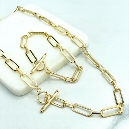 18k Gold Filled 8mm Paperclip Chain with Spring Ring Clasp, Chain 16" 18" or 24 " Long or Bracelet, Wholesale Jewelry Making Supplies