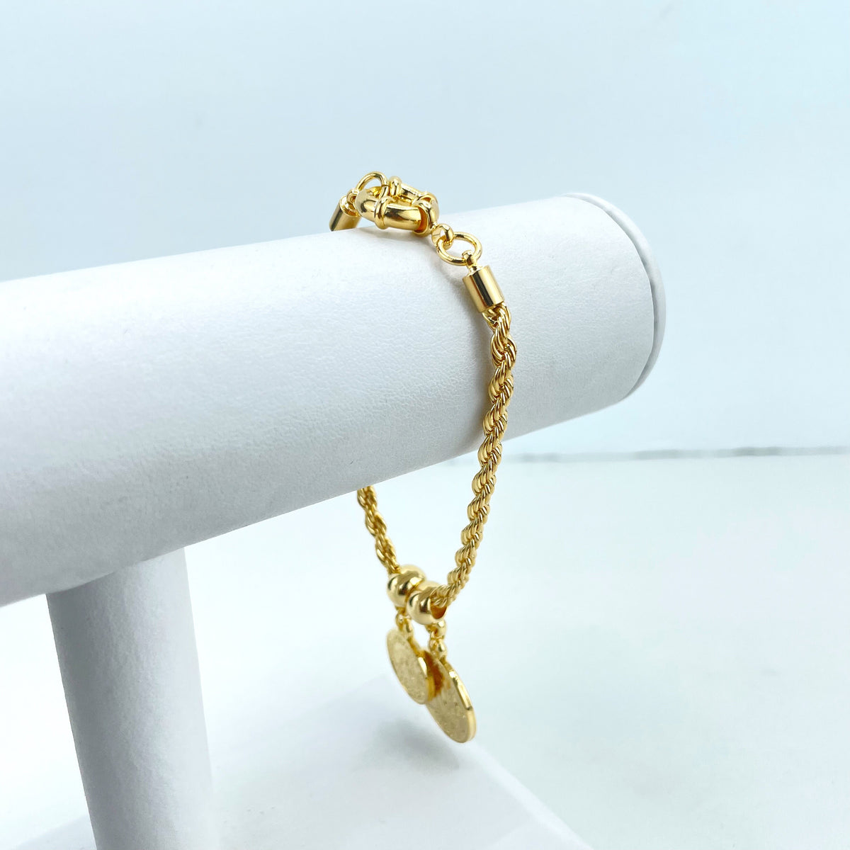 18k Gold Filled 4mm Rope Chain with Berloques & Roman/Greek Coins Medals Bracelet, Spring Ring Clasp, Wholesale Jewelry Making Supplies