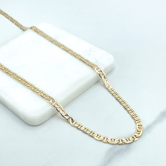 18k Gold Filled 5mm Thickness Mariner Anchor Link Chain 24 Inches Long Necklaces, Wholesale Jewelry Making Supplies