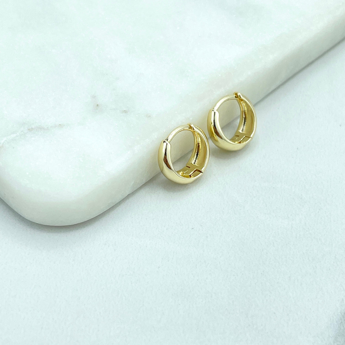 18k Gold Filled 12mm, 18mm or 22mm Classic Polished Gold Huggie Hoop Earrings, Wholesale Jewelry Making Supplies