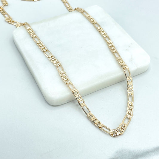 18k Gold Filled 6mm Flat Figaro Chain, 24 Inches Long Necklace, Classic Jewelry, Wholesale Jewelry Making Supplies